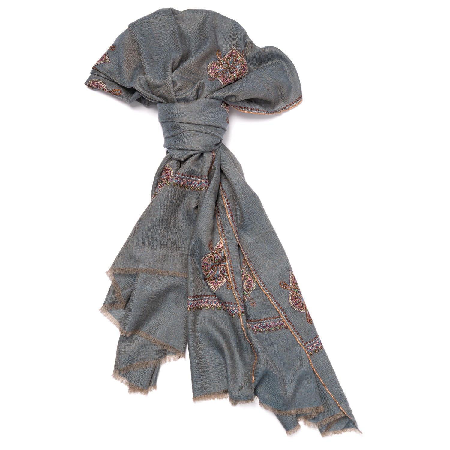Scarf "GORAKHPUR" made from the Finest Hand-Embroidered Pashmina Cashmere - purely handmade